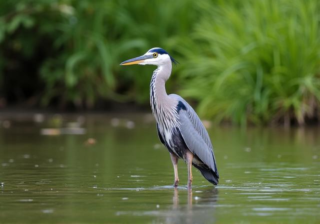 Airone cinerino immobile nell'acqua della Valle dell'Aniene